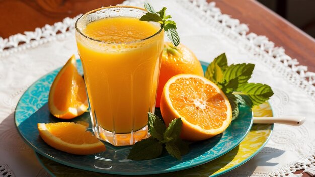 Arreglo con delicioso jugo de naranja