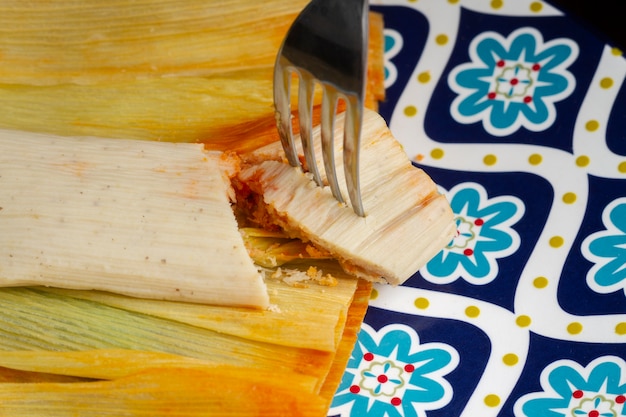 Foto arreglo de deliciosos tamales tradicionales