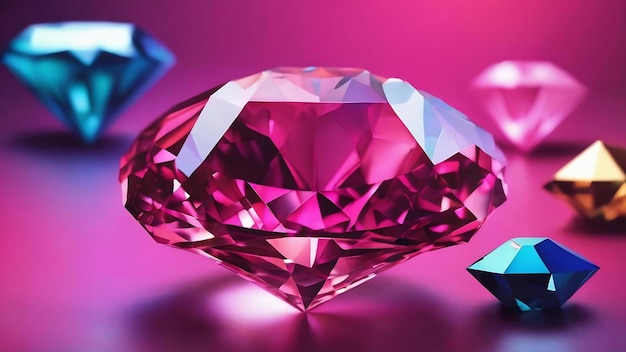 Arreglo de diamantes rosados degradados y formas geométricas