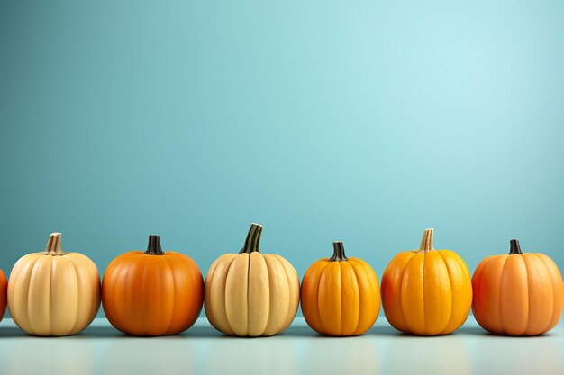 Arreglo de exhibición de calabazas en el interior.