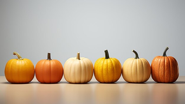 Arreglo de exhibición de calabazas en el interior.