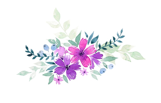 Arreglo floral en acuarela con hojas y ramas verdes Ilustración botánica para bodas o postales Día romántico de la mujer de primavera