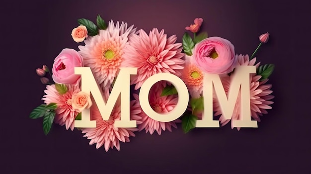 Foto un arreglo floral con la palabra mamá