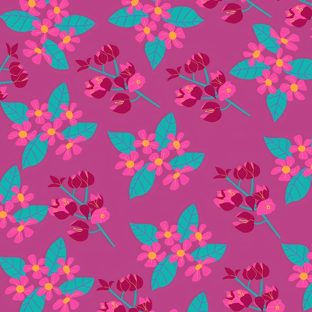Arreglo floral vibrante en un patrón sin costuras de magenta