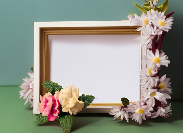 Un arreglo de flores coloridas con flores amarillas en el medio