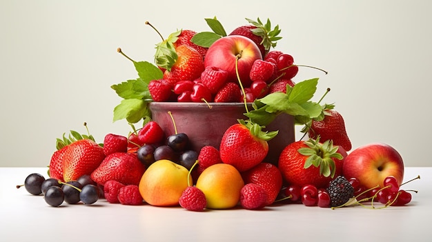 Arreglo de frutas y bayas de verano brillantes y coloridas