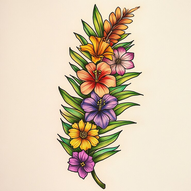 Foto arreglo de hojas florales