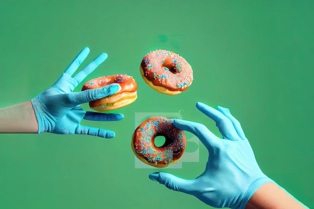 Arreglo de lunes azul con donas Generative Ai