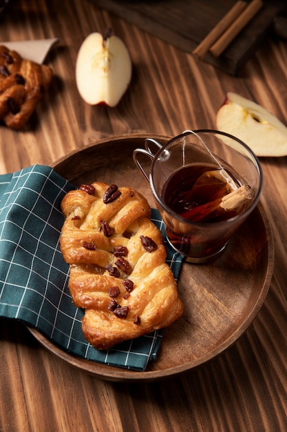 Foto arreglo de postre delicioso en invierno