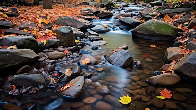 Foto el arroyo del barranco un cautivador paisaje de otoño con colores vibrantes