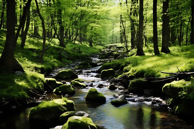 El arroyo del bosque en primavera