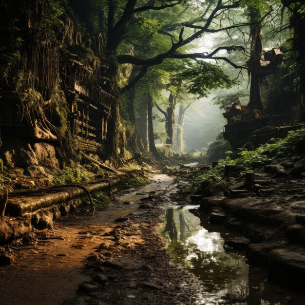 un arroyo en un bosque