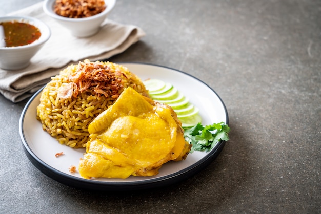 Arroz amarelo muçulmano com frango