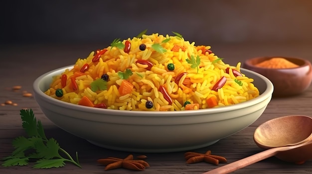 Arroz basmati indio curry verduras y especias Generative Ai