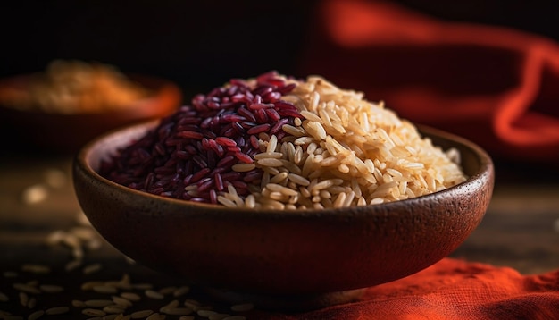 Arroz basmati orgânico, um alimento básico saudável nas culturas do Leste Asiático gerado pela IA