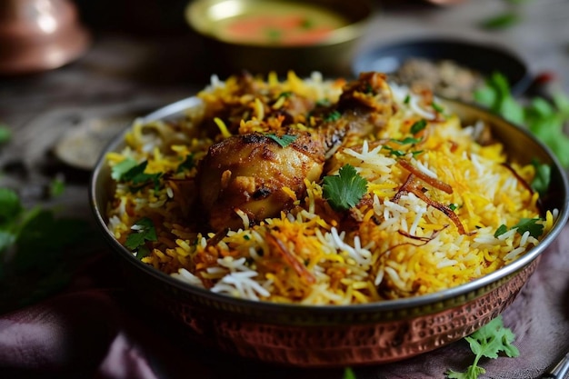 Arroz biryani indiano com frango