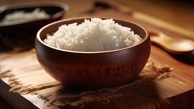 Arroz blanco en el plato de la tazaImagen generada por AI