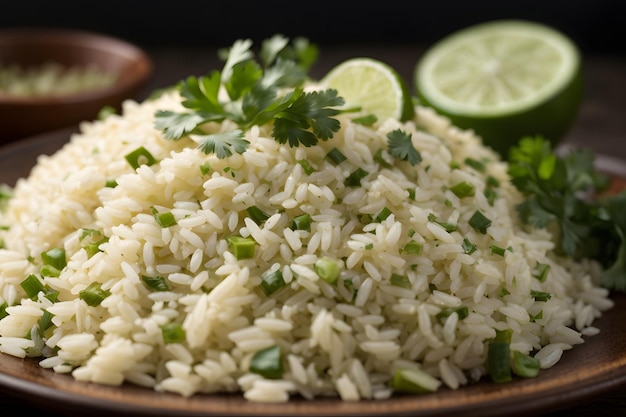 Arroz con cilantro y lima