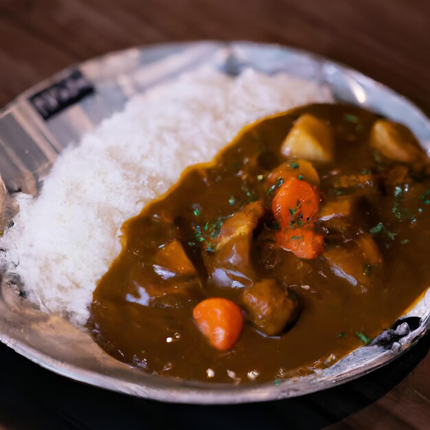 arroz com curry japonês