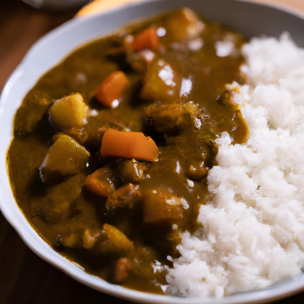 arroz com curry japonês