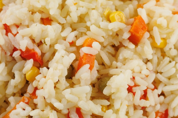 Foto arroz com legumes closeup arroz cozido com legumes