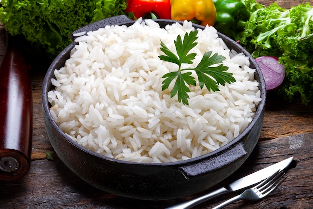 Foto arroz cozido