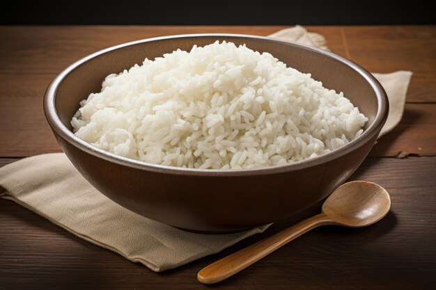 Arroz en un cuenco en la mesa