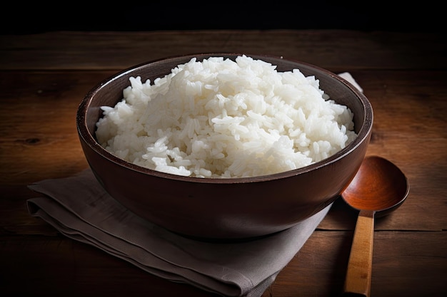 Arroz en un cuenco en la mesa