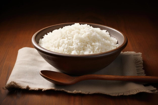 Arroz en un cuenco en la mesa