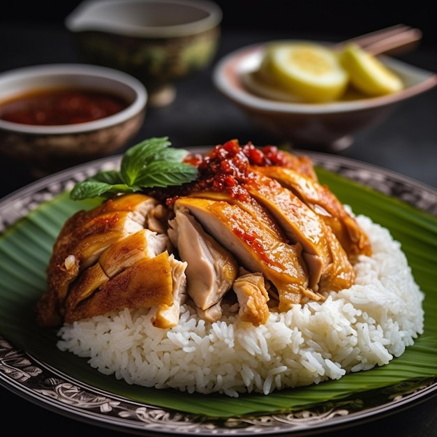 Arroz de Frango da Malásia em um prato