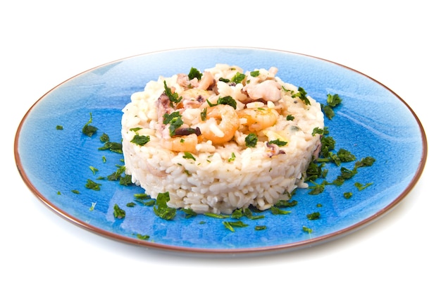 Foto arroz delicioso com frutos do mar