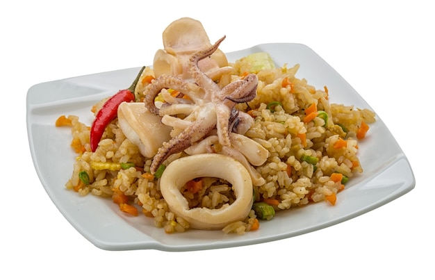 Arroz frito con calamares