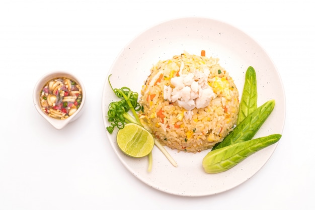 Arroz frito com caranguejo