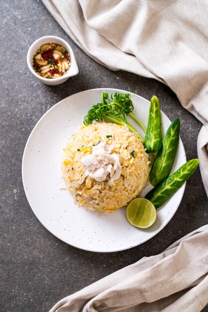 arroz frito com caranguejo