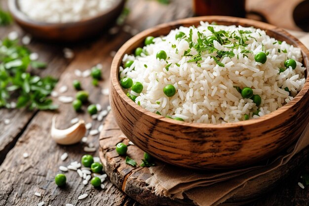 Arroz frito com ervilhas verdes