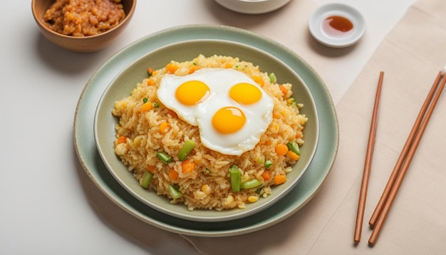 arroz frito con huevo al estilo coreano al estilo asiático