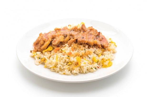 Arroz Frito Con Pollo A La Parrilla Y Salsa De Teriyaki