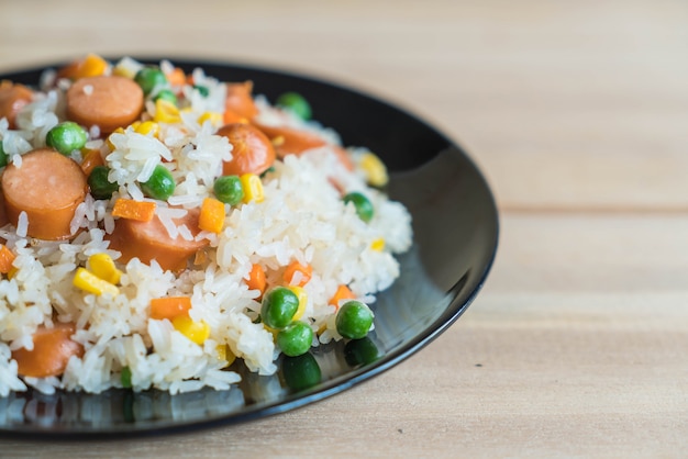 Arroz Frito Con Salchicha