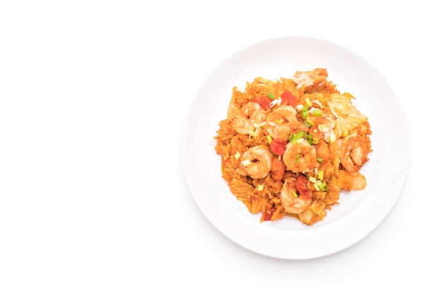 Arroz Frito Con Salsa Picante De Corea Y Camarones