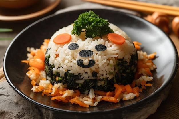 El arroz frito tiene forma de cara de panda.