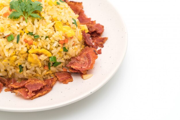 Foto arroz frito con tocino