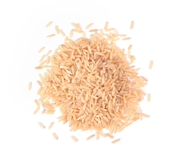 Arroz integral isolado na cor branca Vista superior