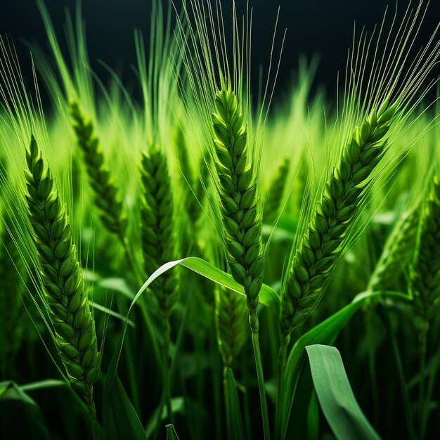 El arroz joven en un campo verde