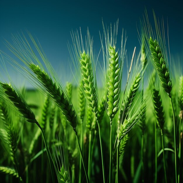 El arroz joven en un campo verde