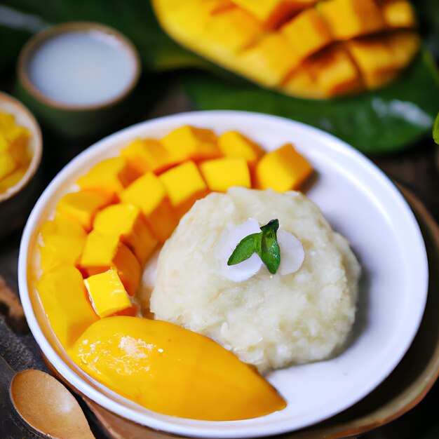 Foto arroz pegajoso de mango