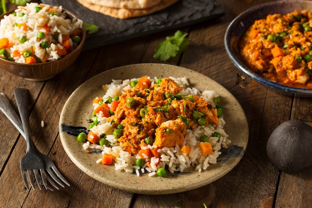 Arroz con verduras en un plato