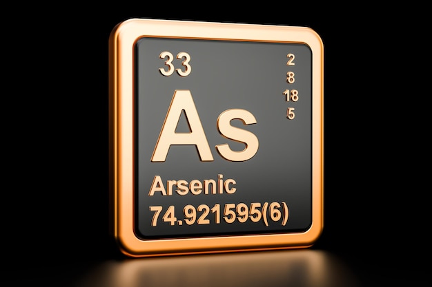 Arsénico como signo de elemento químico representación 3D