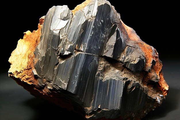 Arseniosiderit ist ein seltener kostbarer Naturstein auf einem schwarzen Hintergrund, der von KI generiert wurde.