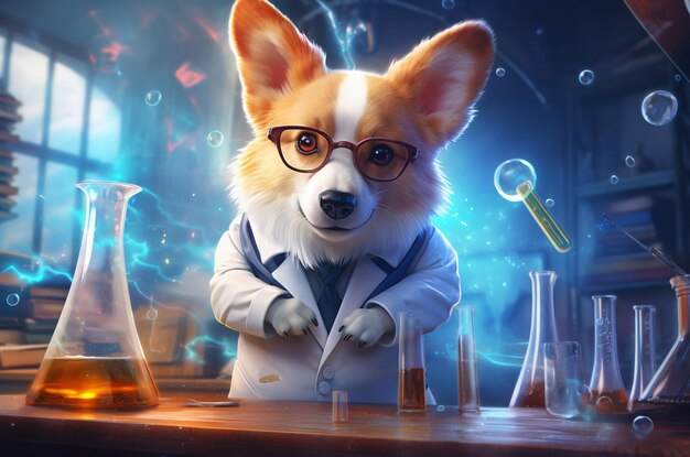 Art Corgi Chemiker im Labor Generative KI