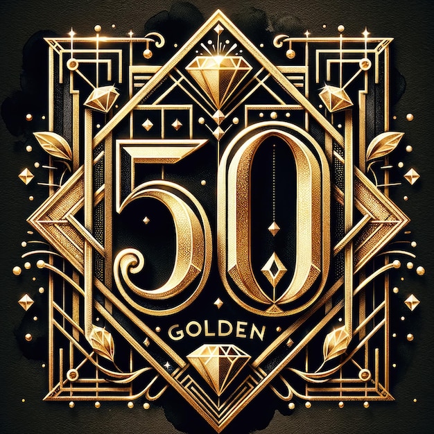 Art Deco Golden 50 mit Diamant-Akzenten